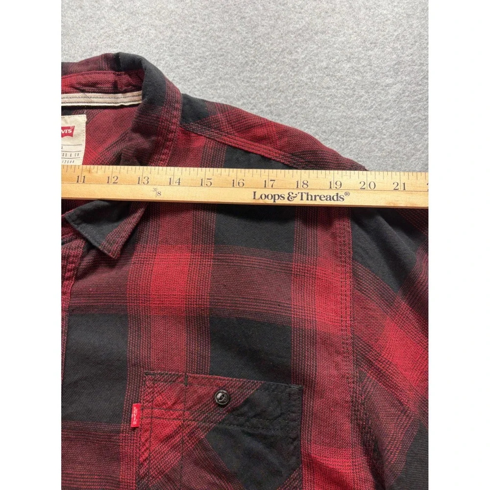 Levis Mens XXL Red Black Buffalo Plaid Flannel‎ Button Down Shirt 3LDLW10201 NEW